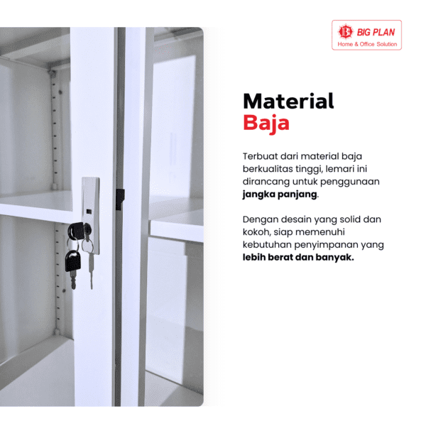 Lemari Arsip Lemari Buku 4 Pintu Kaca dan Metal baja