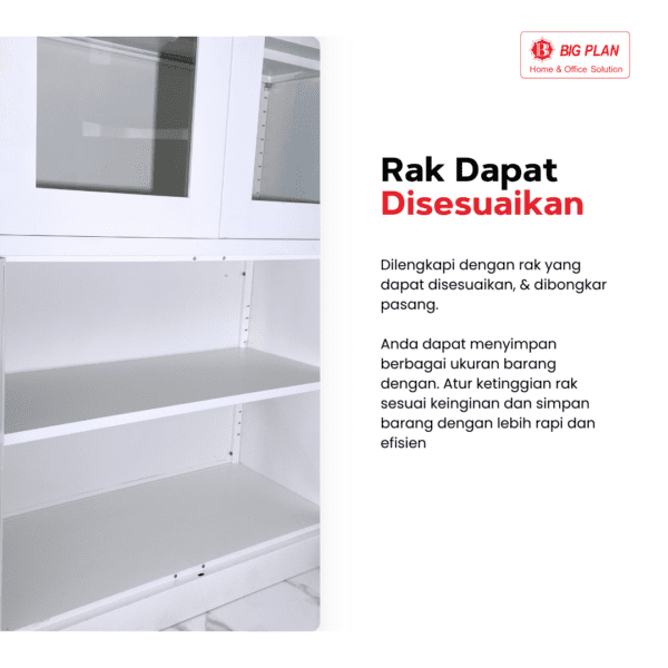 Lemari Arsip Lemari Buku 4 Pintu Kaca dan Metal rak