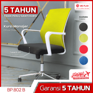 Kursi Ergonomis Roda Jaring Frame Hitam & Putih (BP 802 B)