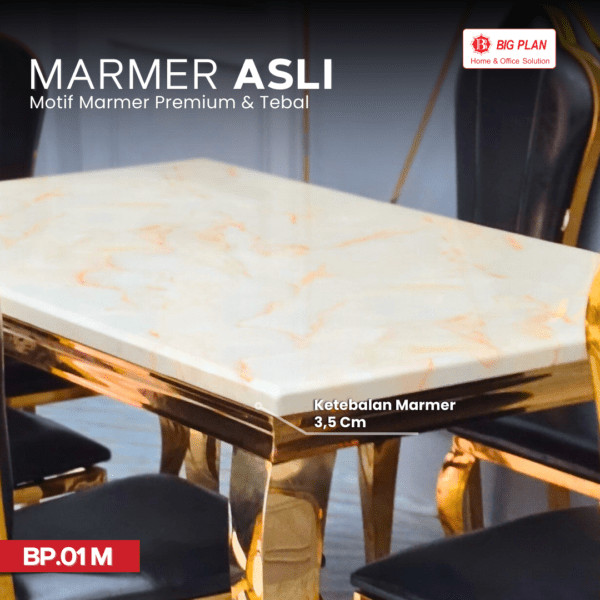 meja makan marmer