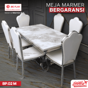 Meja Marmer Putih Besar Silver Stainless (BP.02 M)